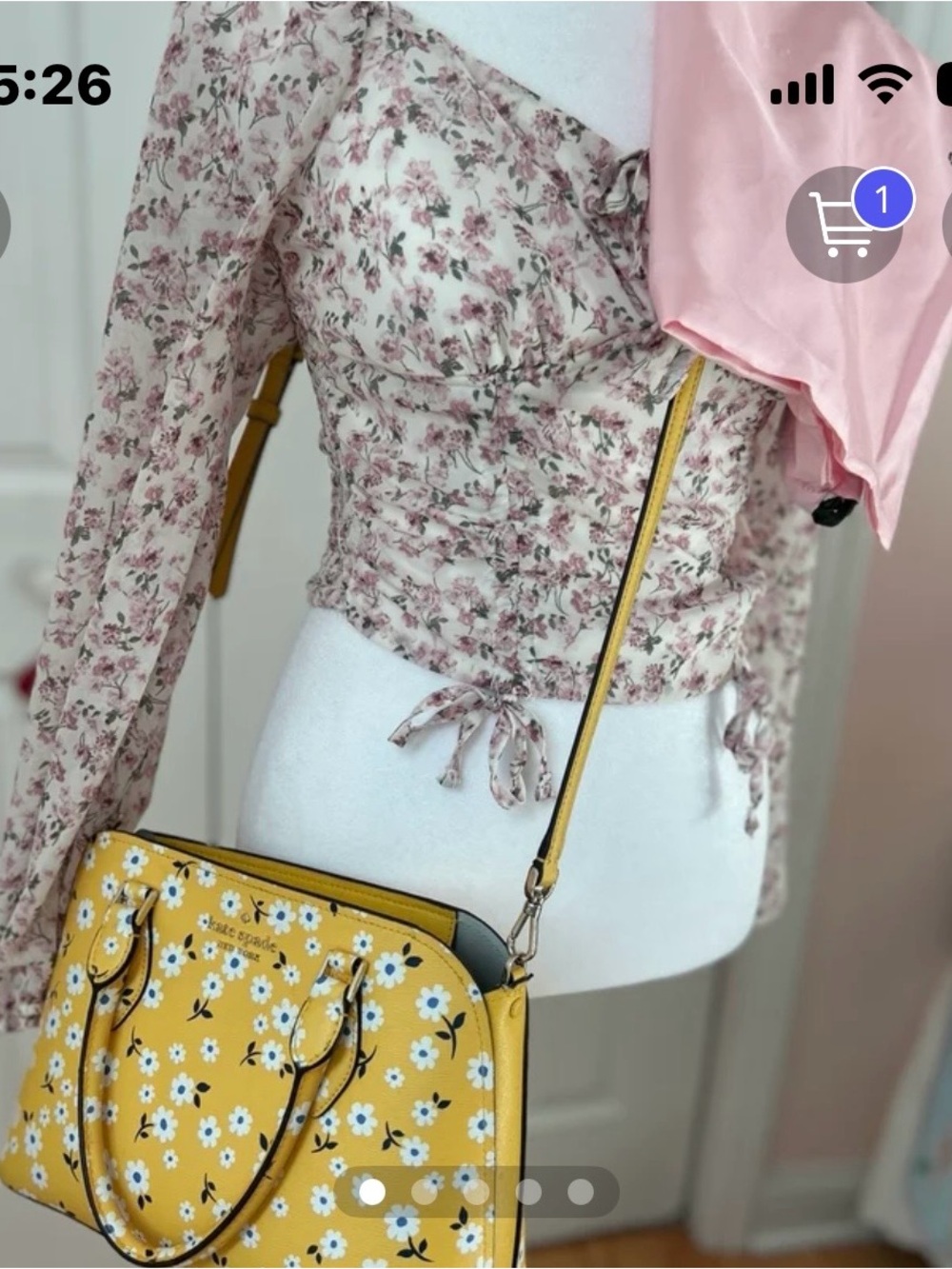 kate spade Yellow Floral Satchel with White Daisy Print - Picture 5 of 6